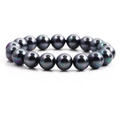 Classic 10mm dark grey shell pearl bracelet with metallic iridescent luster for women - Iridescent Black