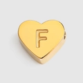 Elegant golden heart-shaped pendant bead with an engraved letter F, titanium steel - Letter F / Gold