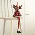 Charming 30cm Christmas reindeer doll with red plaid outfit on a white chair - Reindeer Sister / 30cm