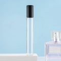 Transparent glass roller bottle with black cap for perfume oils and essential oils - 10ml Black