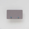 Macro shot of silver titanium steel earrings with sky blue crystal in four-prong setting - December: Sea Blue