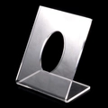 L-shaped transparent acrylic display stand for earrings with an oval cutout design - Square Acrylic Stand with Oval Hole