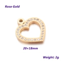 Pendentif cœur en or rose avec cristaux incrustés, 20x18mm pour bijoux DIY - Style de Cœur Entièrement Serti de Zircone Or Rose (KLJ4992-Z)