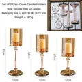Set of 3 amber glass candle holders with gold metal base in varying heights - Dreamy Gold Candle Holder Set of 3 with Candles