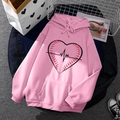 Pink fleece hoodie for men and women featuring a creative heart and baseball print design - S / Tops / Pink