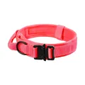 Tactical nylon dog collar in coral pink with heavy duty metal buckle and soft padding - M / Choker Necklace / Rose Red