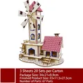 3D wooden puzzle Dutch windmill model kit with 67 pieces for kids educational DIY project - Children's Hut (BZQ Laser) / 67 Pcs/Finished 23x11.5x27.5cm