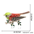 Vibrant green and orange crystal bird brooch pin with golden finish and rhinestones - Green and Orange Bird Brooch