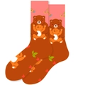 Kawaii knit cotton crew socks featuring cute mother and baby bear patterns in pink - EU 36-42 / Bear Mother and Baby