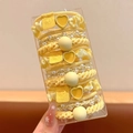 Yellow hair ties set with heart and pearl charms in a clear storage box - 15-Piece Set (With Storage Box) / Yellow