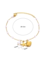 Collar dorado con colgantes de estrella de mar y concha con perlas blancas, 20+5cm - Tobillera de Perlas Elemento Océano HJ460