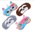 Cute animal plush sleep masks featuring unicorn, sloth, and cat designs in soft fabric - Brown Sloth