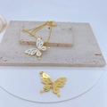 Detail of gold-plated white enamel butterfly pendant with micro-inlaid cubic zirconia - #3 White Butterfly