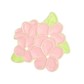 Pink enamel floral lily brooch with gold metal edges and yellow stamens on white base - Pink Flower