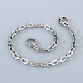 Silver stainless steel pants chain with skull clip and round textured ring - 40CM / Skull Style 1