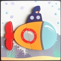 Wooden submarine puzzle for toddlers with bright yellow pieces for cognitive early learning - New Jm 3d Submarine