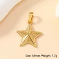 Detailed view of an 18mm golden star pendant featuring radial engraving and bead edge - Five-Pointed Star (135)