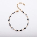 18K gold plated stainless steel bracelet with Turkish evil eye charms and adjustable chain - Black