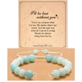 Handmade adjustable beaded bracelet with compass charm and message card for gifts - Compass Braided Blue and White Stone Style