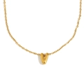 Collier avec pendentif lettre V creux plaqué or 18 carats avec chaîne en O fine - Lettre V / Or