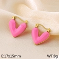 Roze hartvormige V-oorbellen met gouden rand, afmeting 17x15mm, gewicht 8g productfoto - Roze (KE115497-SP)