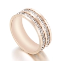 Eleganter Ring aus roségoldenem Titanstahl mit zweireihigen quadratischen Zirkonias - US 6 / Roségold