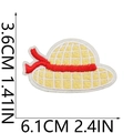 Detailed size chart of a yellow straw hat embroidered patch with dimensions 6.1cm by 3.6cm - Yellow Straw Hat (S30HXZ-075-19)