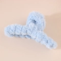 Light blue plush shark hair claw clip with soft faux fur finish for autumn and winter - Light Blue