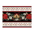 Set de table vintage de Noël en coton et lin avec cloches et motifs de poinsettia - 32x21cm / CD105-1 Cloches de Noël Poinsettia (Coton Lin)