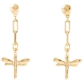 Elegant gold dragonfly drop earrings featuring a chain link design on white background - Earrings / Gold