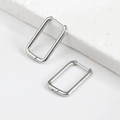 Pendientes de aro rectangulares de acero inoxidable plateado con acabado espejo elegante - Color Acero