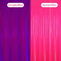 Rideau à franges rose avec double effet lumière naturelle et éclat néon sous UV - Rideau à Franges Rouge Rose Néon