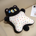 Soft black plush cat pillow with a colorful polka dot star pattern for home decor - 50x40cm / Black Cat