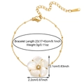 Detail view of 18k gold flower bracelet showing dimensions and S-Steel engraving - Gold B02762G