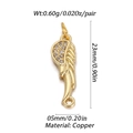 Detailed view of 18K gold plated copper angel wing charm with crystal inlay and dimensions - Angel Wings Shape (006-04)