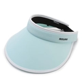 Light blue open top sun hat with wide brim and white trim for summer outdoor protection - Sky Blue