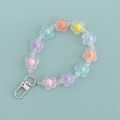 Pastel flower acrylic bead phone charm with silver lobster clasp in mixed soft colors - Macaron Colorful Frosted Flower Style (B340-7)