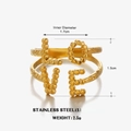 Anello aperto in acciaio inossidabile placcato oro 18K con design LOVE a doppio strato - Anello Lettera Love / Oro