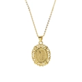 Vintage 18k gold plated brass oval pendant necklace with embossed design - Necklace U
