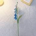Handmade knitted lily of the valley in blue gradient yarn with a green stem - Single Stem Finished / Gradient Blue