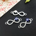 Silver infinity evil eye charms with clear rhinestones for DIY jewelry making - Bright Silver Evil Eye 10x29mm