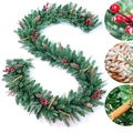 9FT Christmas garland with red berries, pine cones and cinnamon sticks with snow tips - SYG102 (With Timer Battery Light)