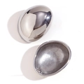 Polished silver stainless steel water drop stud earrings in a minimalist teardrop style - One Size / Exaggerated Smooth Bean Earrings / Steel