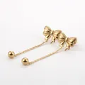 Elegante goldene Schleifenohrringe mit langer Quastenkette und Perle aus Edelstahl - Gold