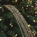 Sparkling champagne gold beaded Christmas tree garland with faceted beads and warm lights - Waterfall Tassel Pick - Sparkling Champagne 80CM