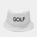 Dettaglio del cappello a secchiello in cotone bianco con ricamo GOLF e tesa rinforzata - M(56-58cm) / Bianco
