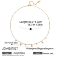 Golden stainless steel zircon necklace with lightning pendant and size measurements - Lightning Pendant (JDN0307017)