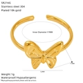 Detailed dimension guide for 18K gold plated stainless steel bow ring showing size info - Butterfly Shape (SR216G)
