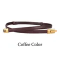 Ceinture fine pour femme en cuir marron café avec boucle dorée pour robes - café