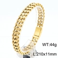 Pulsera de eslabones de corazón en acero de titanio dorado sobre soporte acrílico - 210x11mm / 11mm Dorado